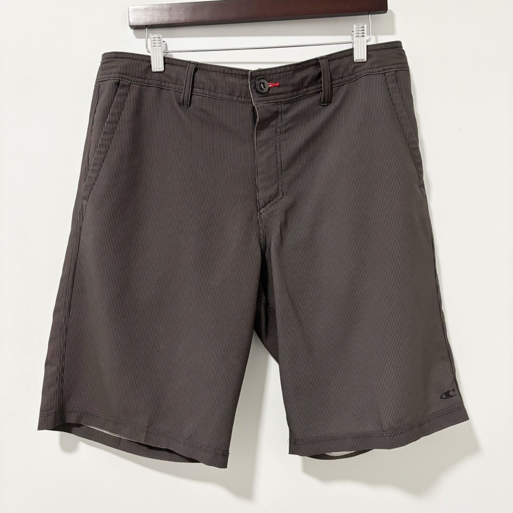 O'Neill Striped Flat Front Board Shorts Mens Size 34 Surf Beach Ocean‎ Swim